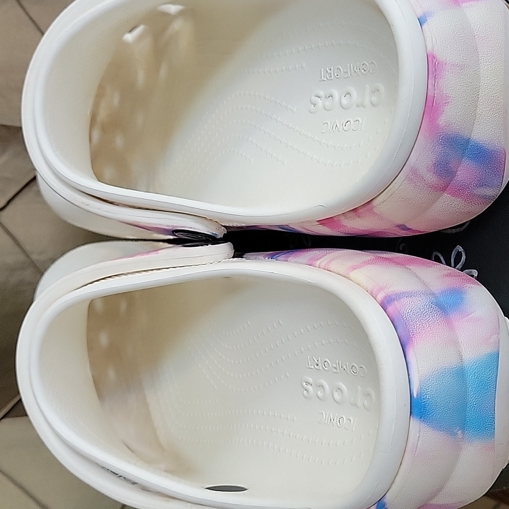 VGUC- CROCS Classic Platform Dream Clog in RARE White/Purple - Picture 7 of 11